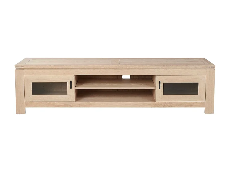 Meuble TV bas moderne en chêne blanchi L180 - BOSTON