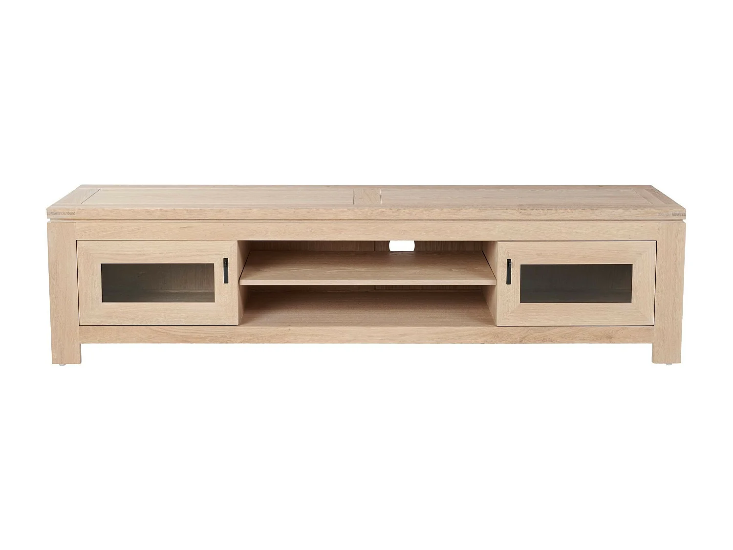 Meuble TV bas moderne en chêne blanchi L180 - BOSTON