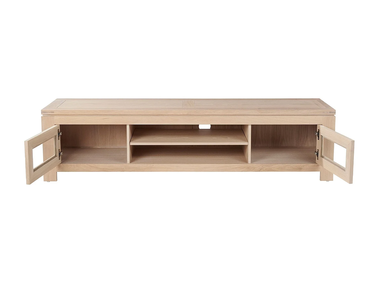 Meuble TV bas moderne en chêne blanchi L180 - BOSTON
