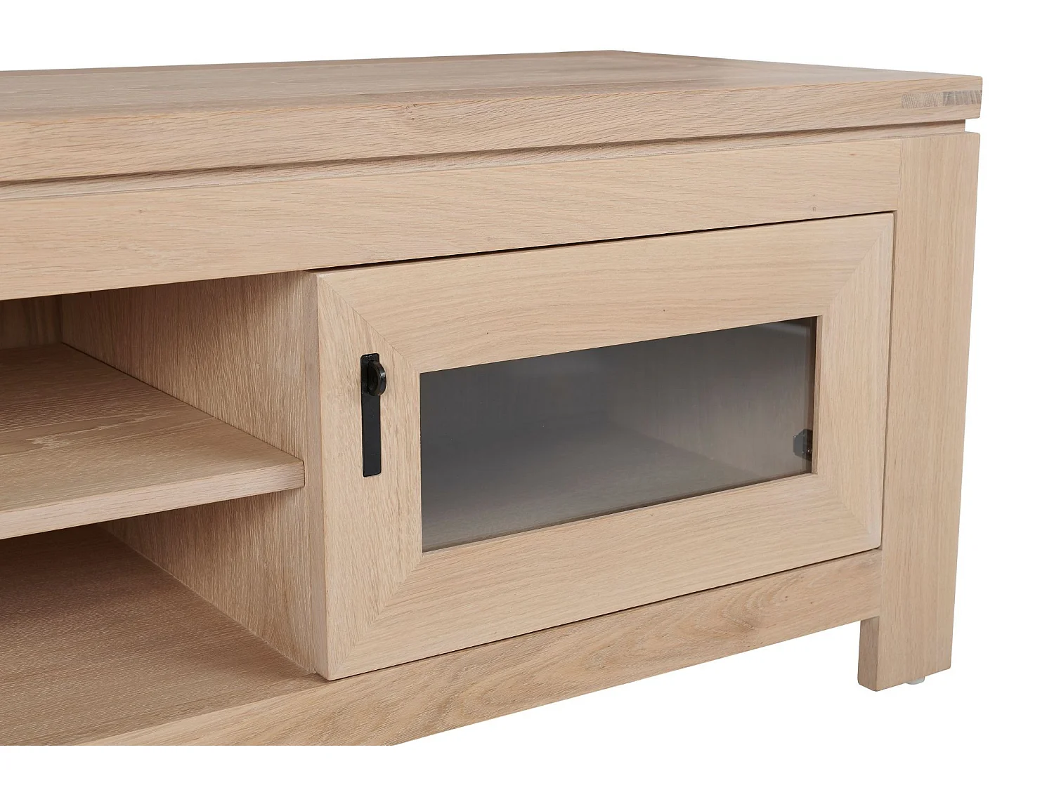 Meuble TV bas moderne en chêne blanchi L180 - BOSTON