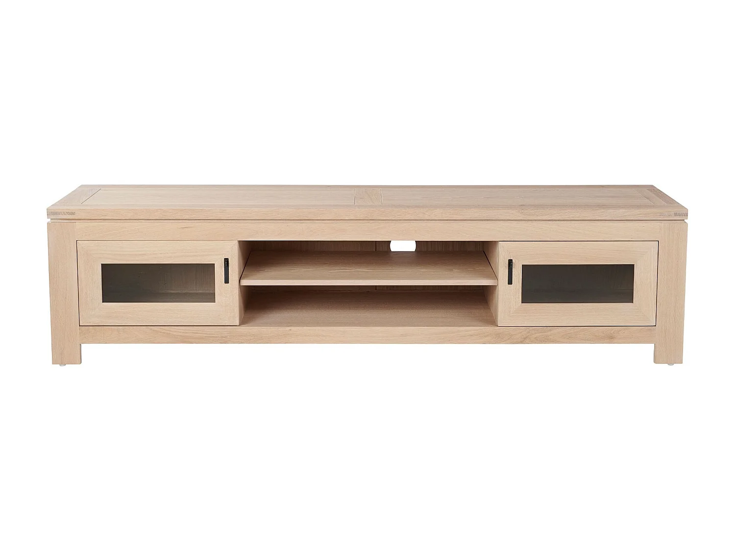 Meuble TV bas moderne en chêne blanchi L180 - BOSTON