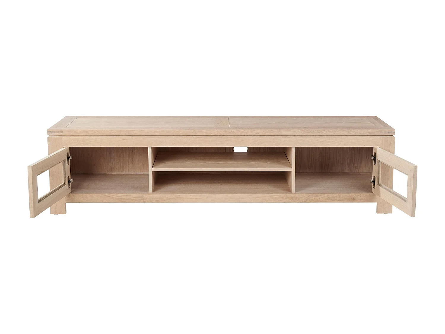 Meuble TV bas moderne en chêne blanchi L180 - BOSTON