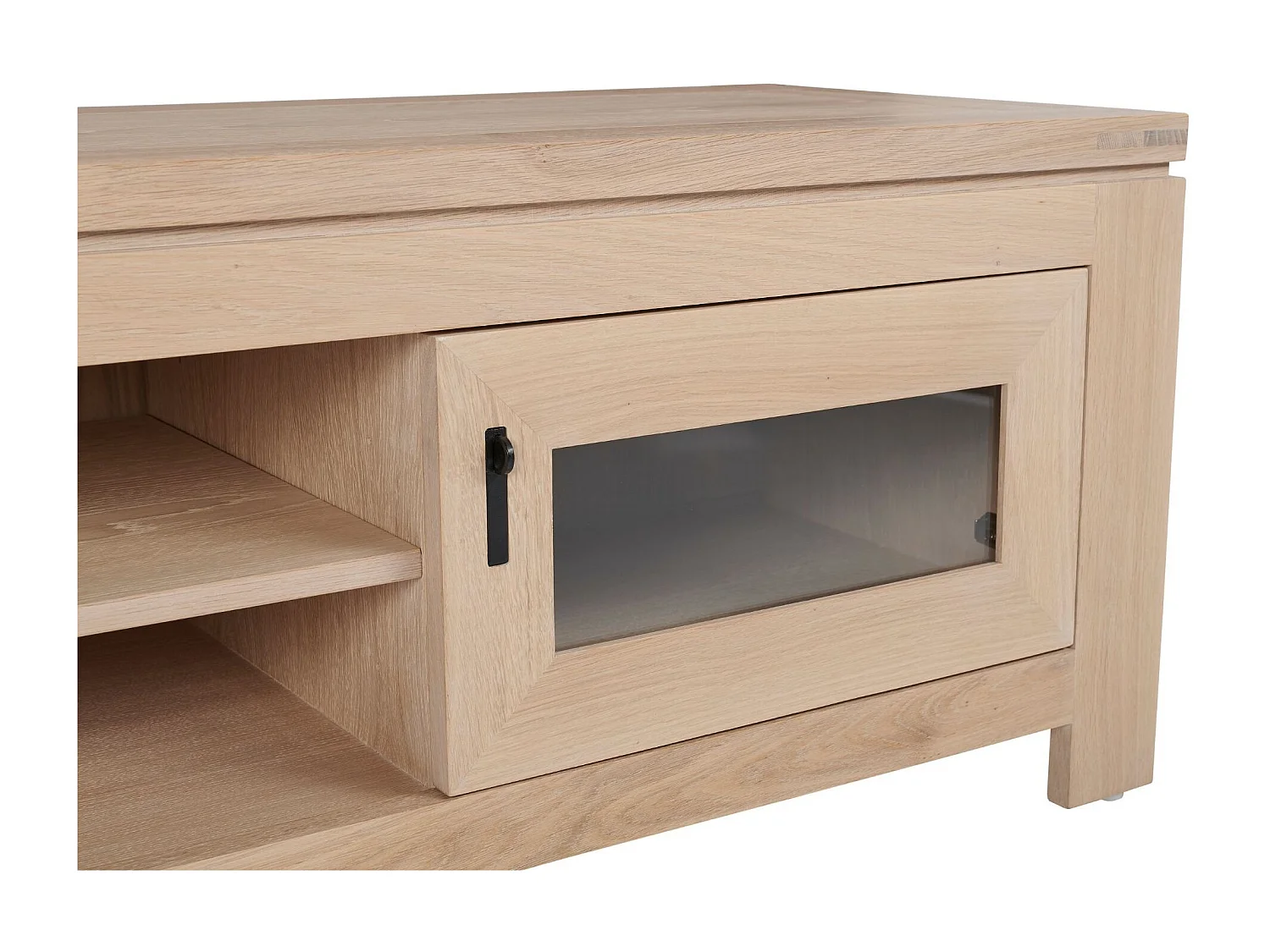 Meuble TV bas moderne en chêne blanchi L180 - BOSTON