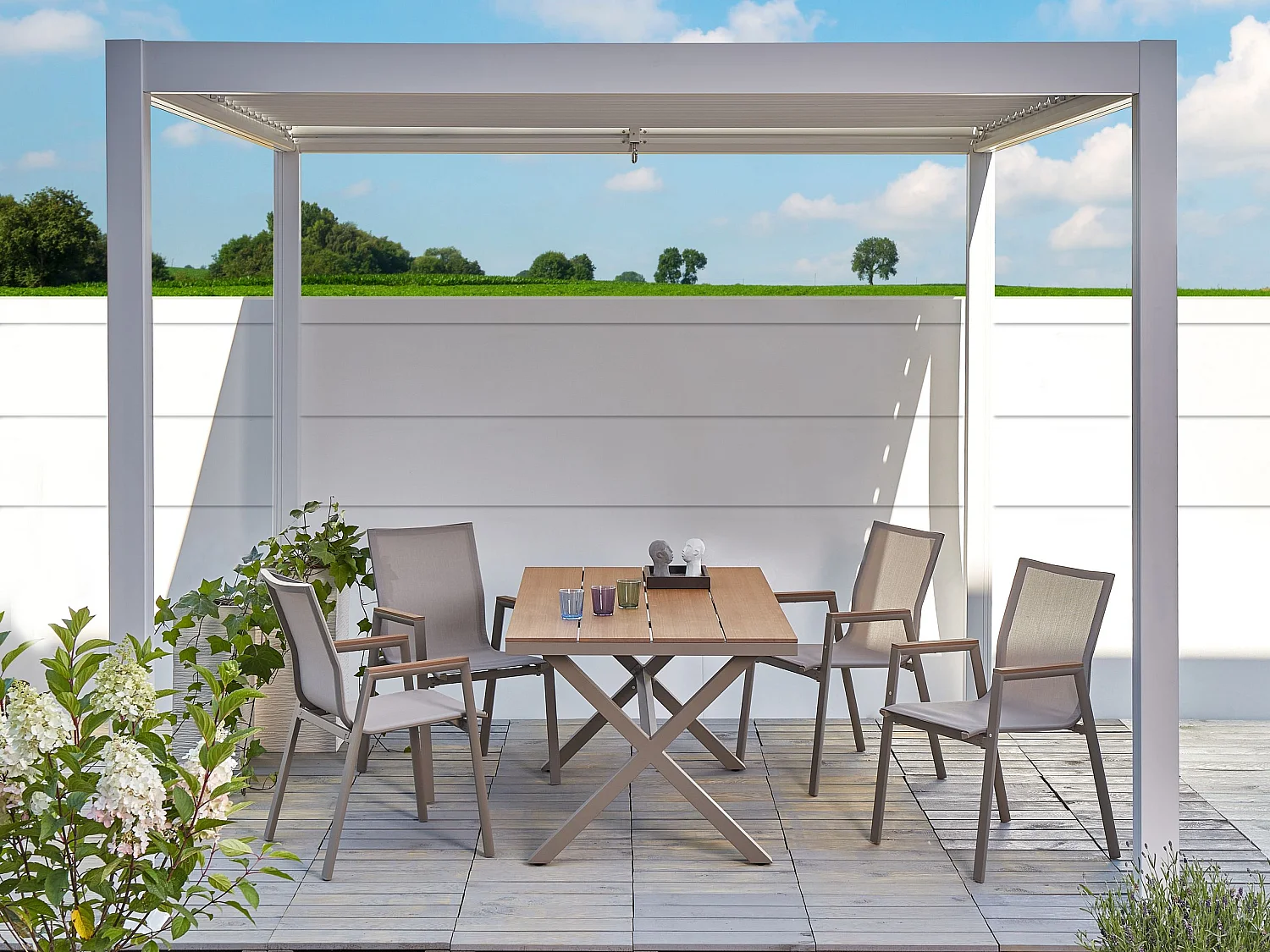 Mesa de jardín TIANO 160 cm 90 cm Metal Gris pardo