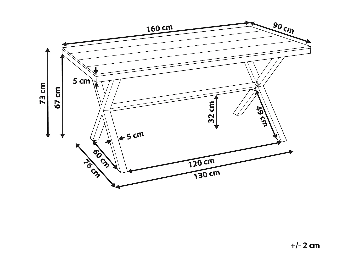 Table de salle à manger de jardin TIANO 160 cm 90 cm Métal Taupe