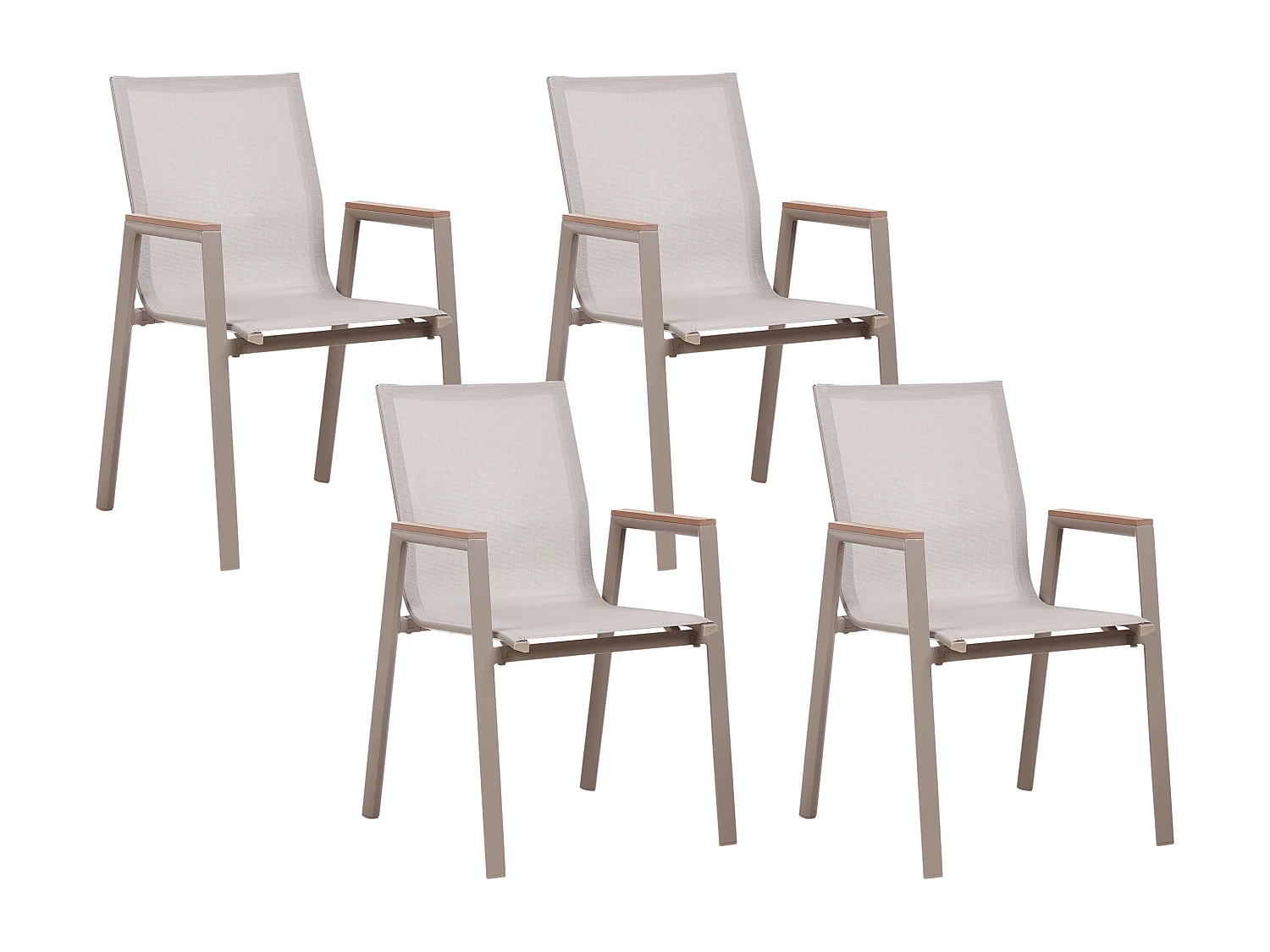 Lot de 4 chaises de jardin TIANO Métal Taupe