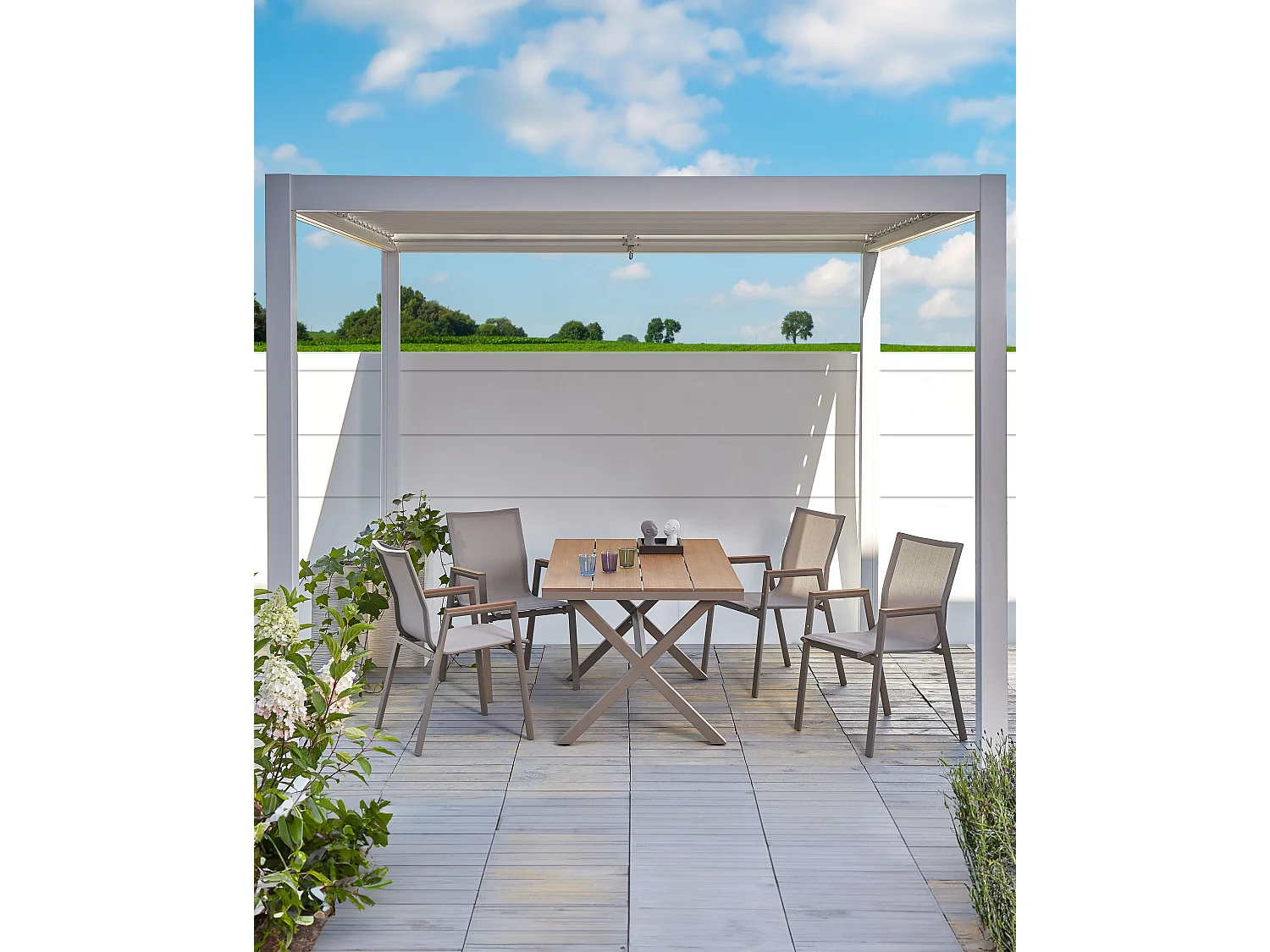 Lot de 4 chaises de jardin TIANO Métal Taupe