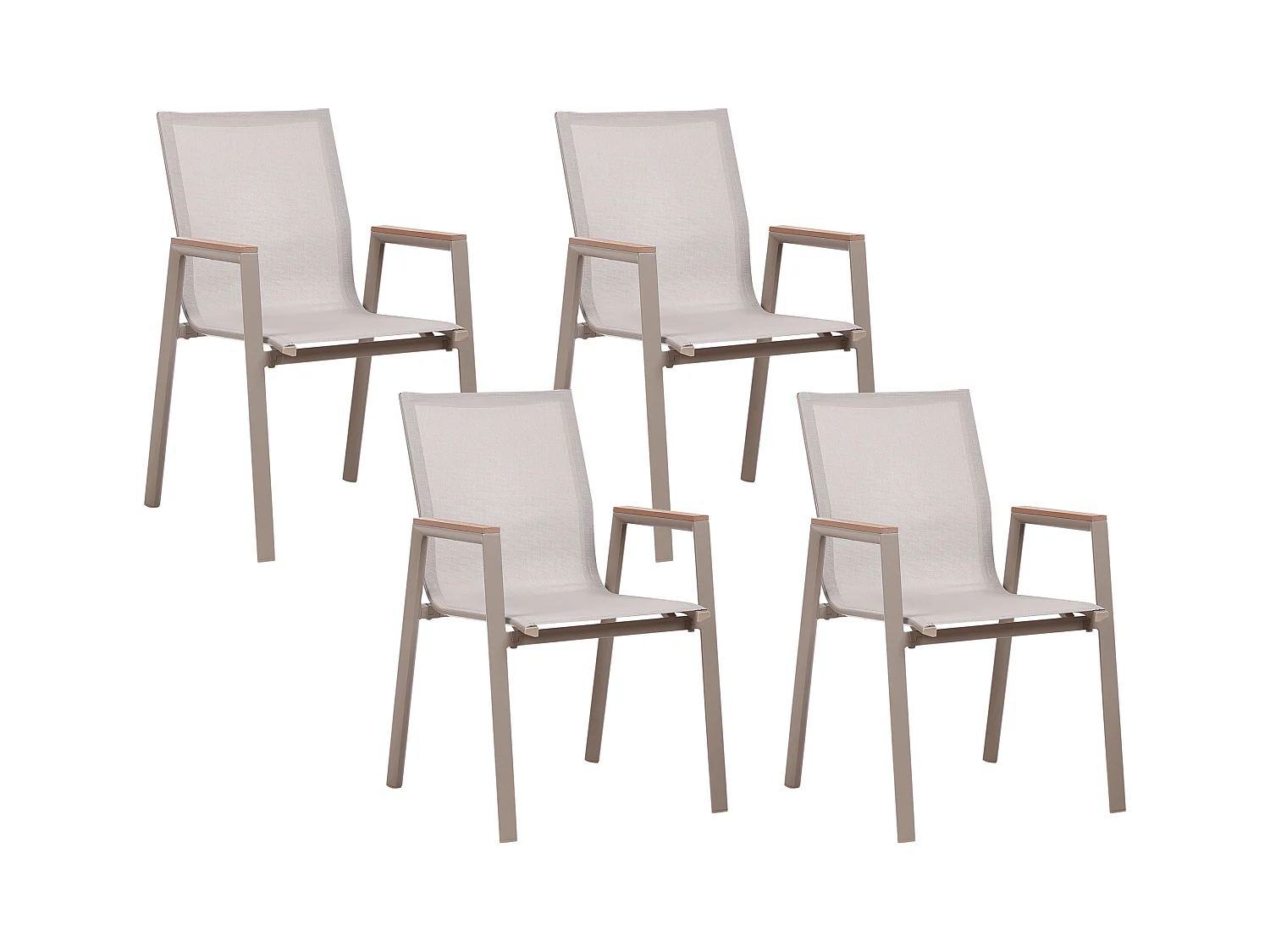 Lot de 4 chaises de jardin TIANO Métal Taupe