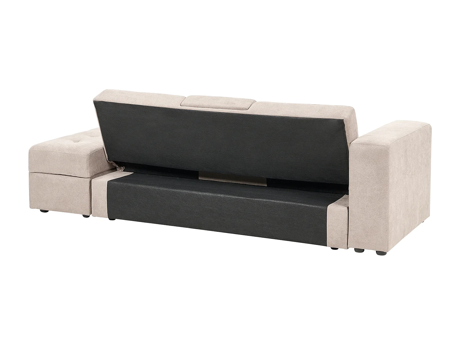 Canapé-lit 3 places FALSTER Tissu Marron clair avec rangement