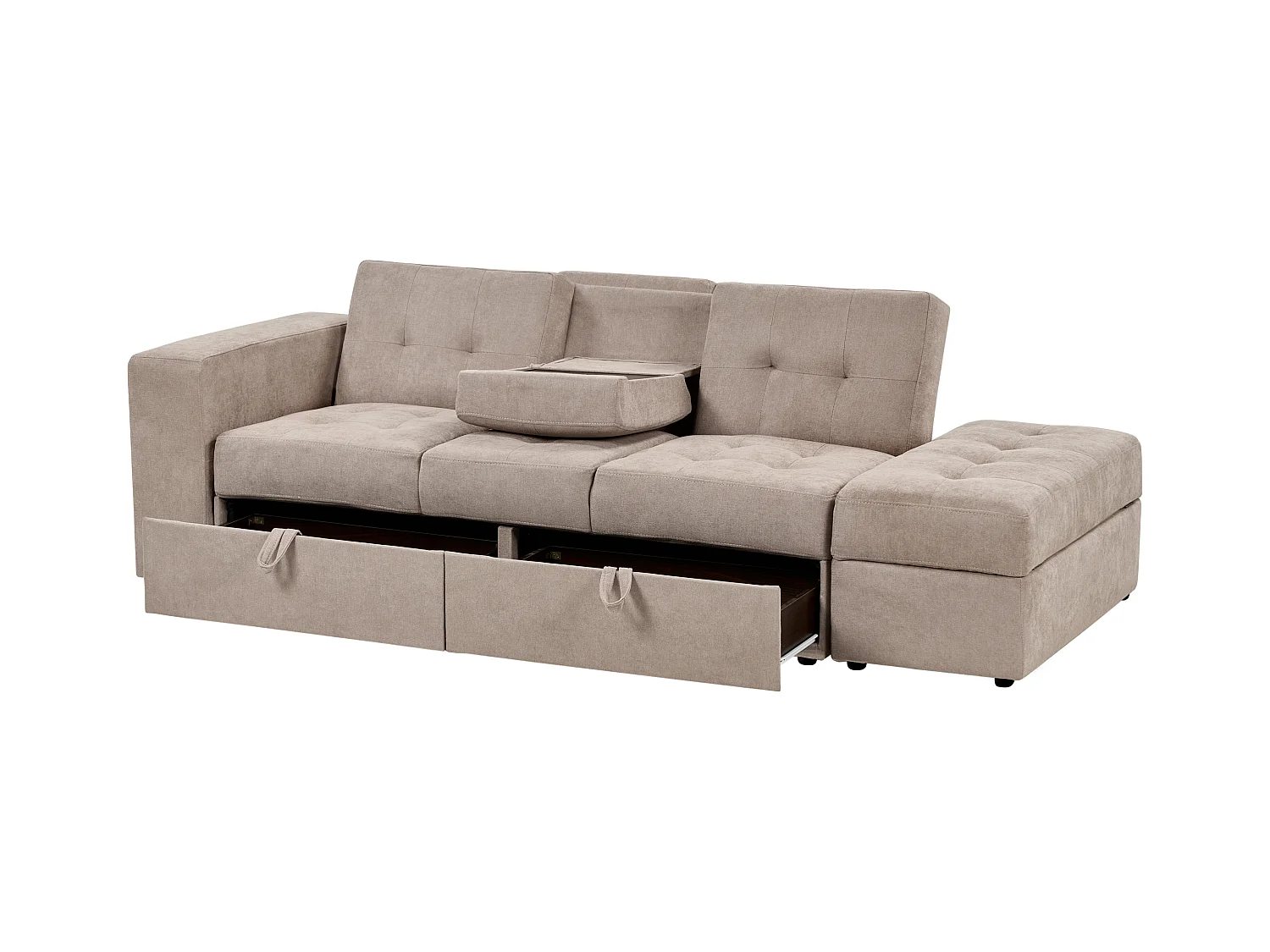 Sofa rozkładana FALSTER Jasnobrązowy ze schowkiem dla 3 osób