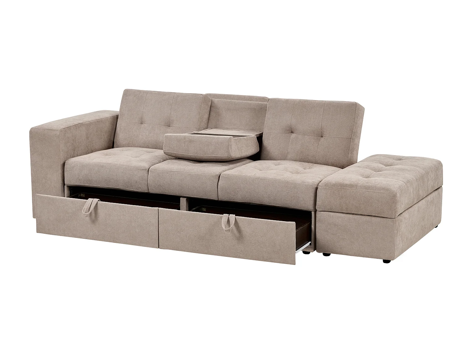 Sofa rozkładana FALSTER Jasnobrązowy ze schowkiem dla 3 osób