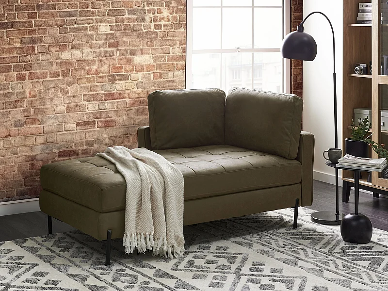 Chaise longue côté droit REBAIS Cuir PU Vert