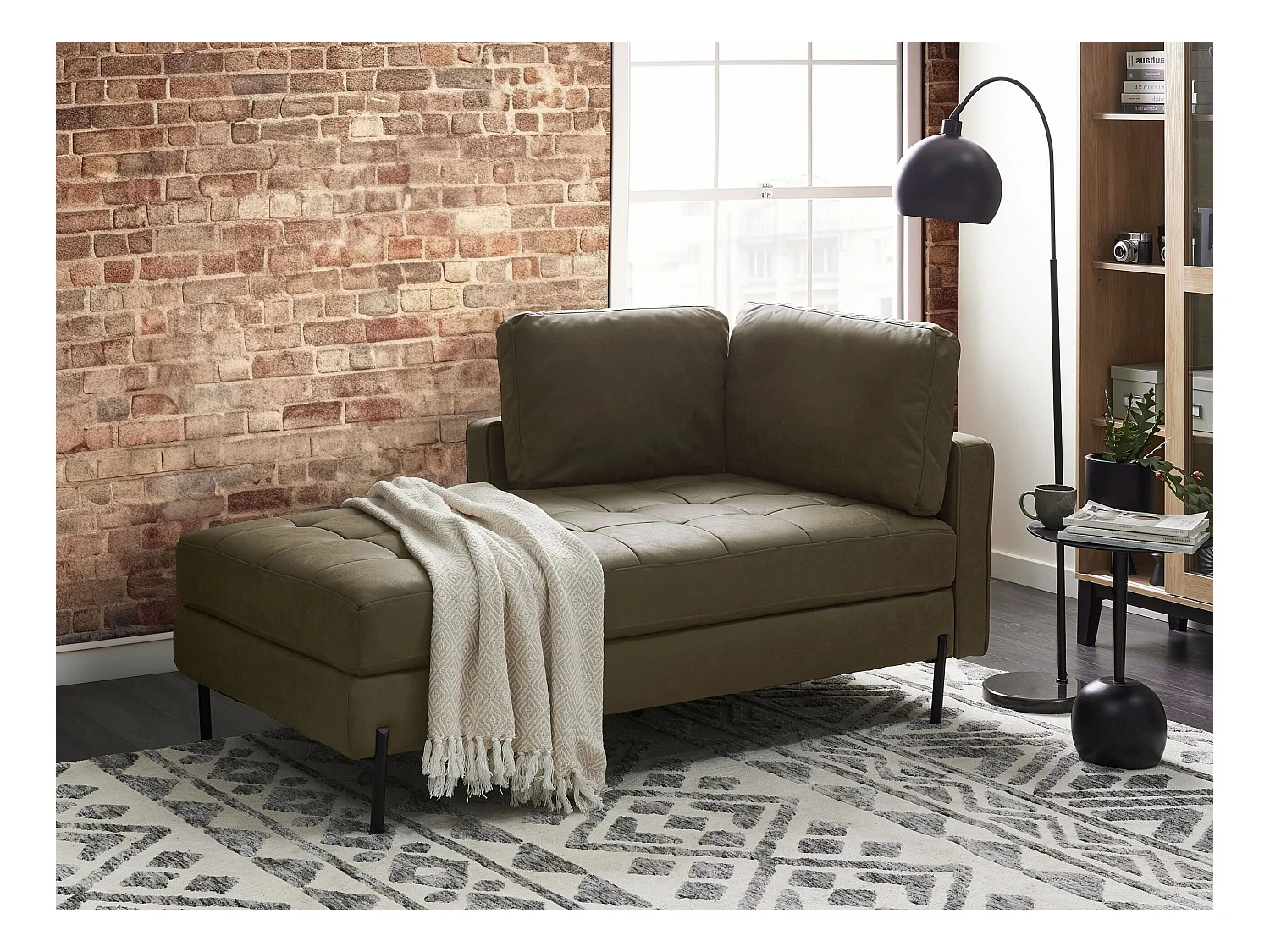 Chaise longue côté droit REBAIS Cuir PU Vert
