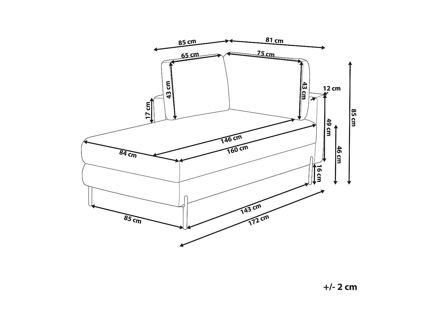 Chaise longue côté droit REBAIS Cuir PU Marron doré