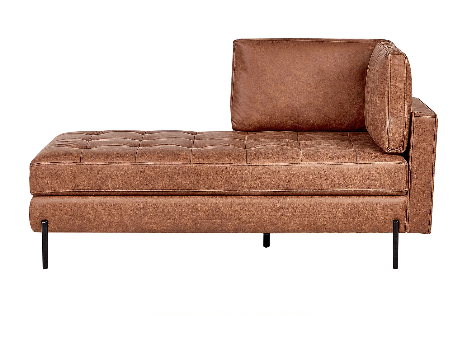 Rechtszijdige chaise longue REBAIS Kunstleer Goudbruin