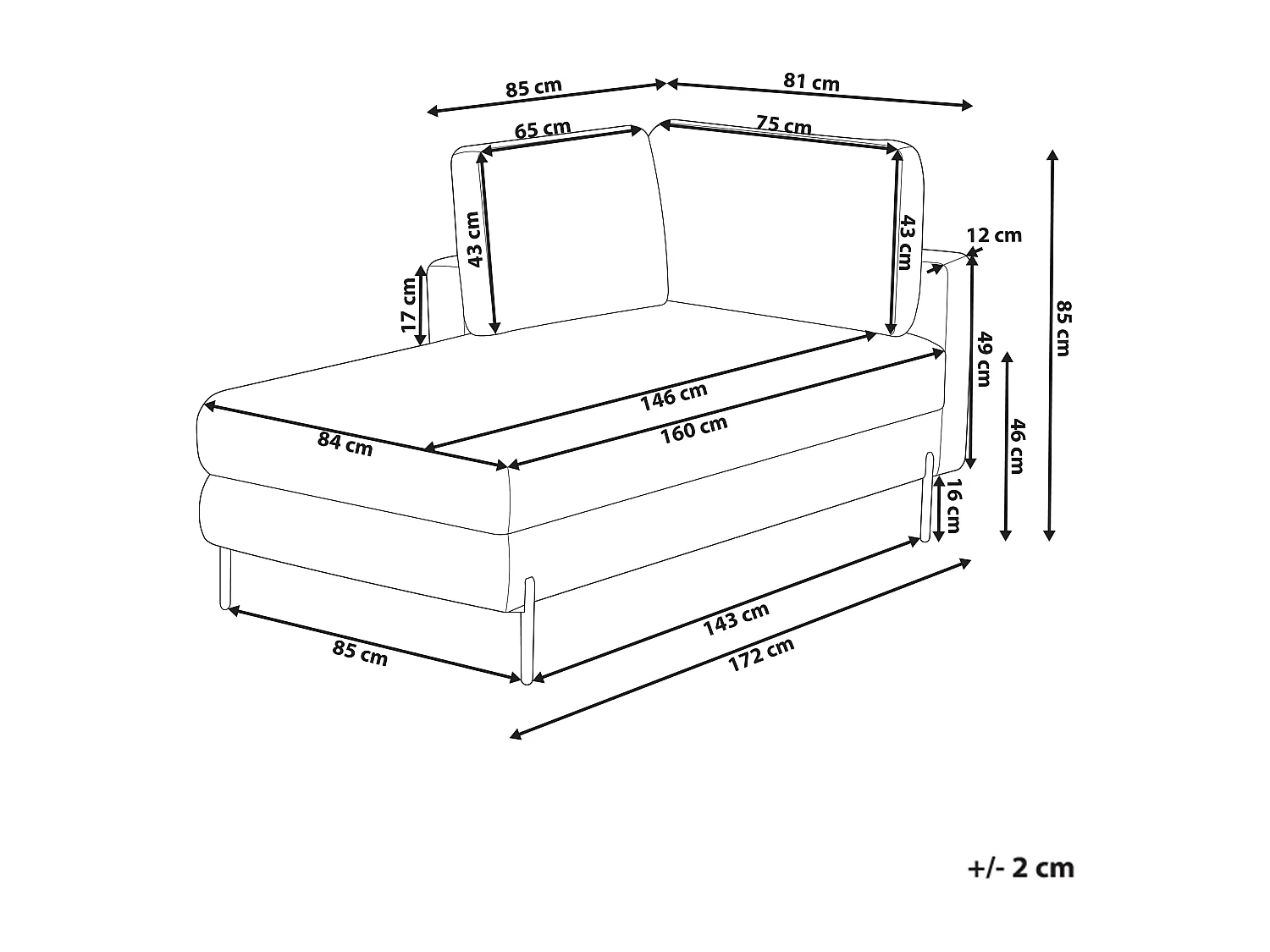 Chaise longue côté droit REBAIS Cuir PU Marron doré