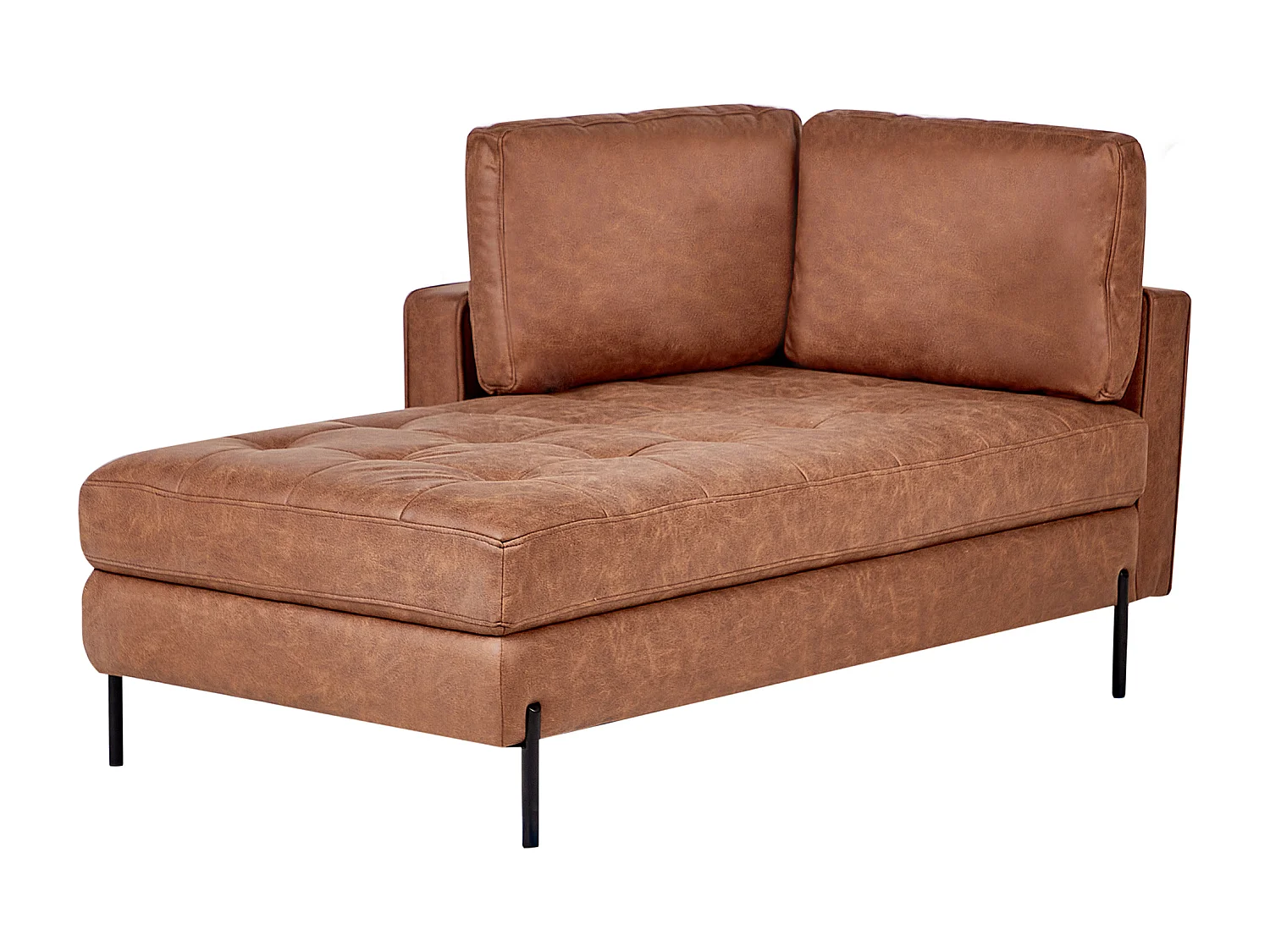 Chaise longue côté droit REBAIS Cuir PU Marron doré