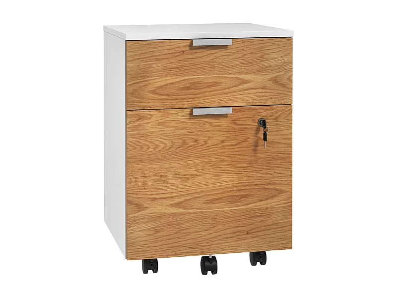 Caisson de bureau BEANIE aspect bois et blanc