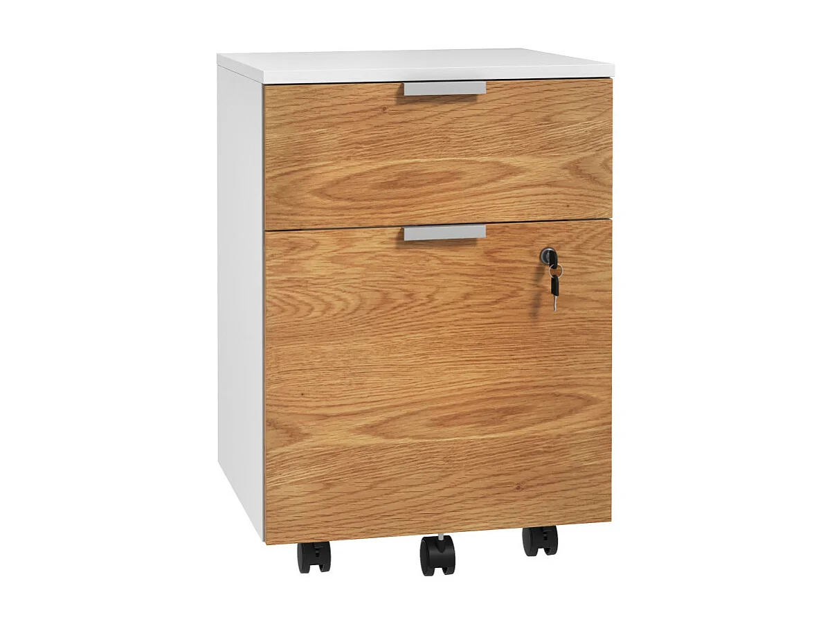 Caisson de bureau BEANIE aspect bois et blanc