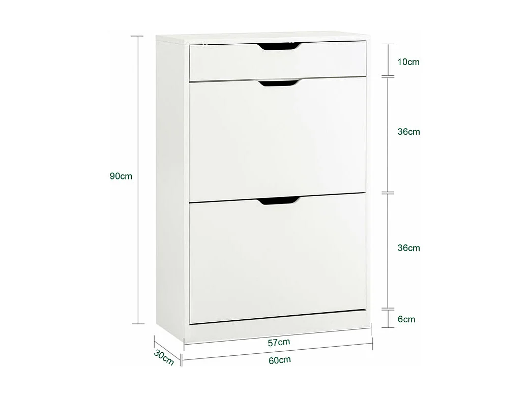 SoBuy FSR180-W Armoire Chaussure 2 Abattants