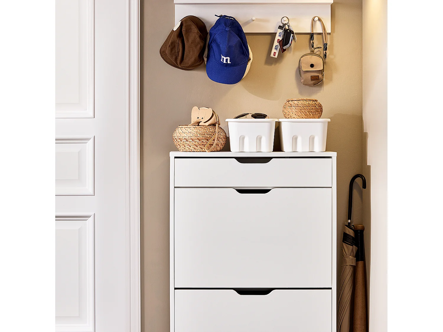 SoBuy FSR180-W Armoire Chaussure 2 Abattants