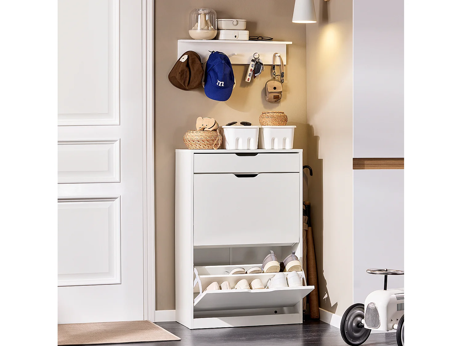 SoBuy FSR180-W Armoire Chaussure 2 Abattants