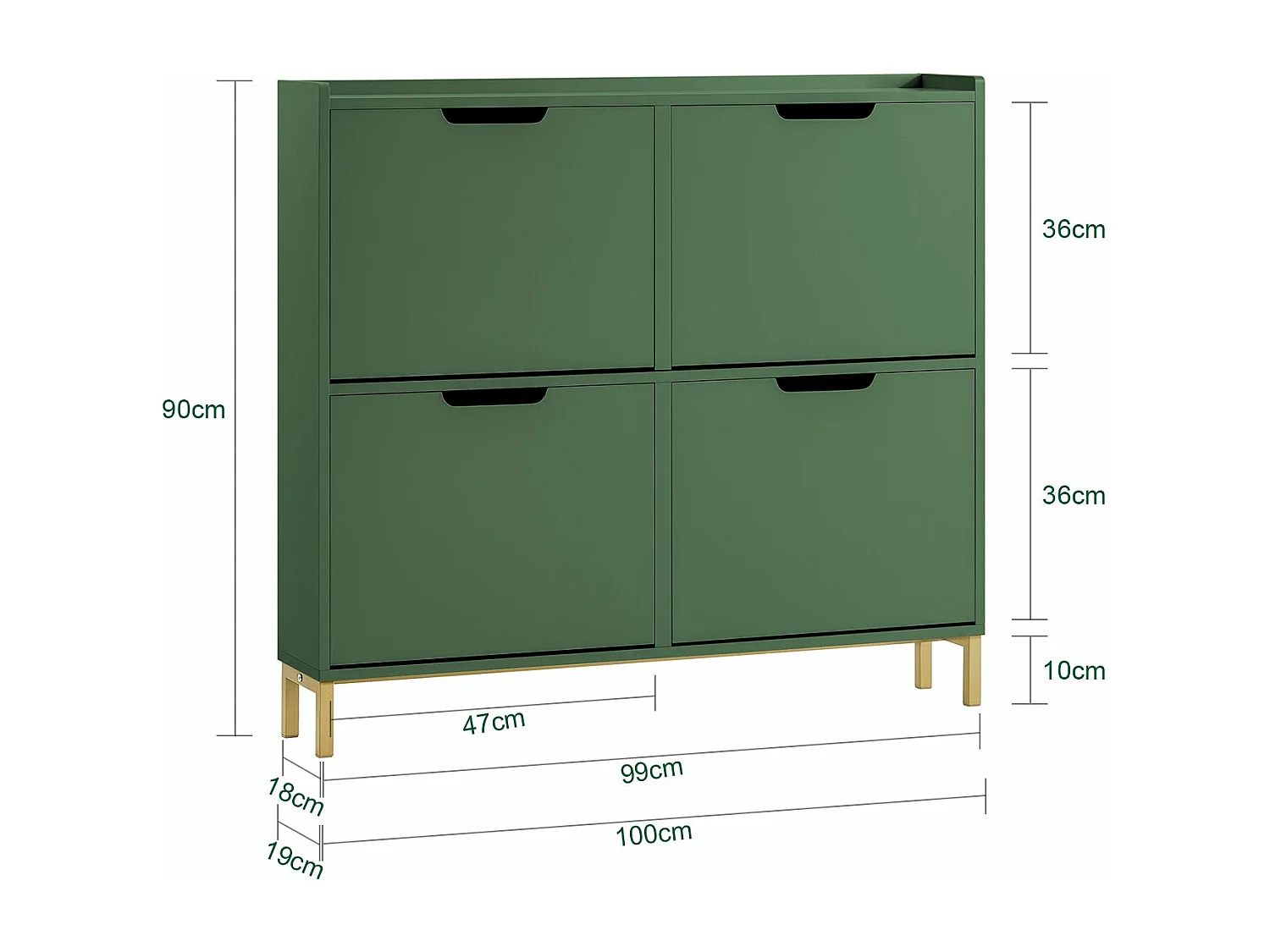 SoBuy FSR100-SY Meuble Chaussure, Meuble d'Entrée, Armoire à Chaussures, Meuble de Rangement, Commode à 4 Abattants