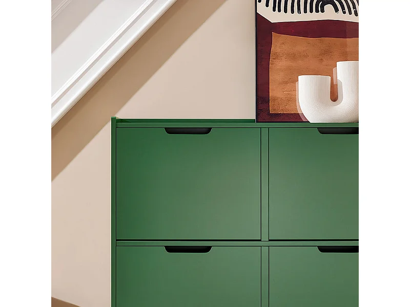 SoBuy FSR100-SY Meuble Chaussure, Meuble d'Entrée, Armoire à Chaussures, Meuble de Rangement, Commode à 4 Abattants