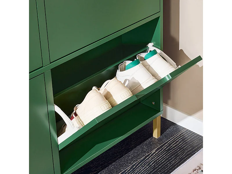 SoBuy FSR100-SY Meuble Chaussure, Meuble d'Entrée, Armoire à Chaussures, Meuble de Rangement, Commode à 4 Abattants