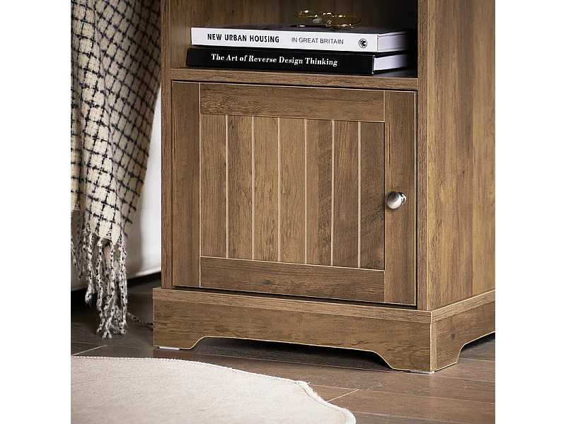 SoBuy FBT151-BR Table de Chevet, Table d'Appoint, Bout de Canapé avec 1 Porte pour Salon, Chambre, L45 x P40 x H59 cm