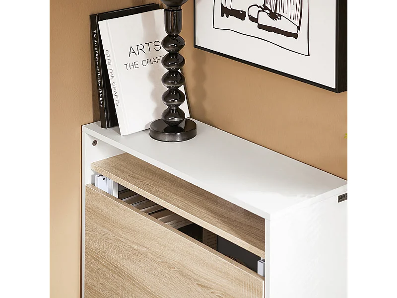 SoBuy FWT104-WN Bureau Pliant, Table d'Ordinateur Rabattable, Table de Bureau, Petite Bureau avec Etagères de Rangement