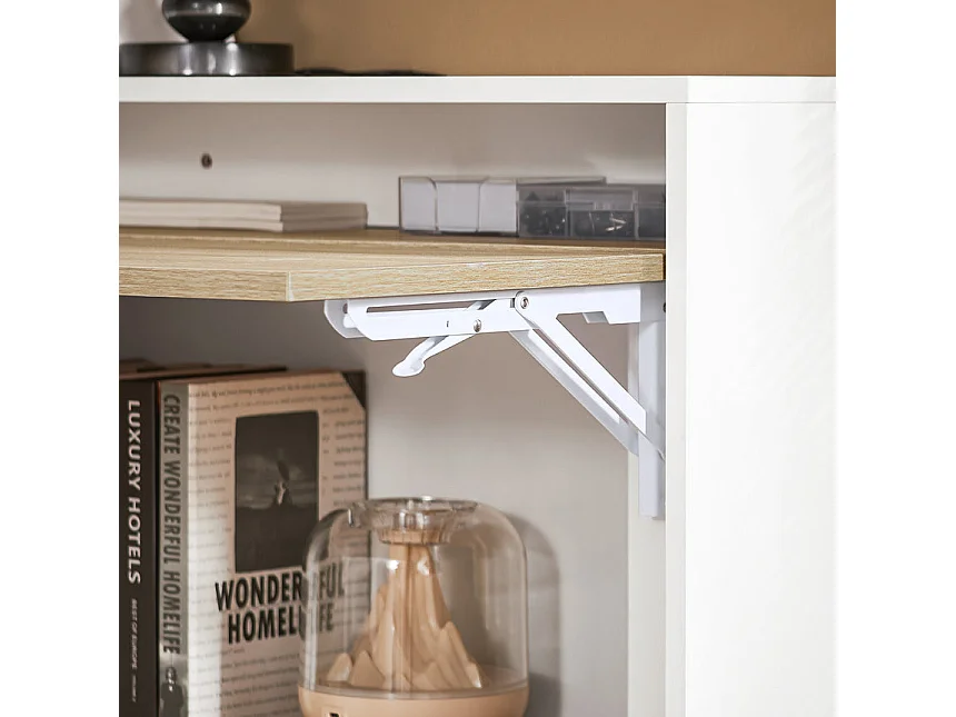 SoBuy FWT104-WN Bureau Pliant, Table d'Ordinateur Rabattable, Table de Bureau, Petite Bureau avec Etagères de Rangement