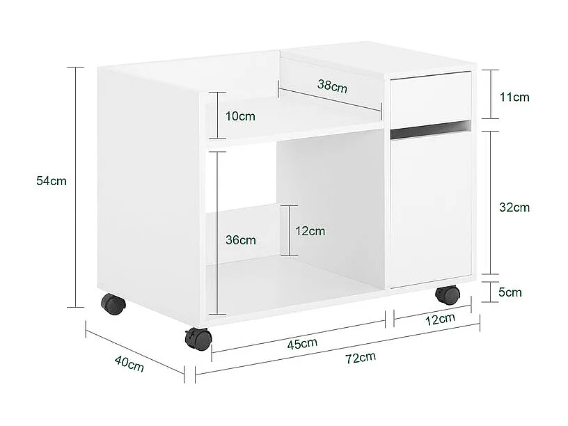 SoBuy armário de impressora, Armário para impressora, carrinho de livros ASK02-W