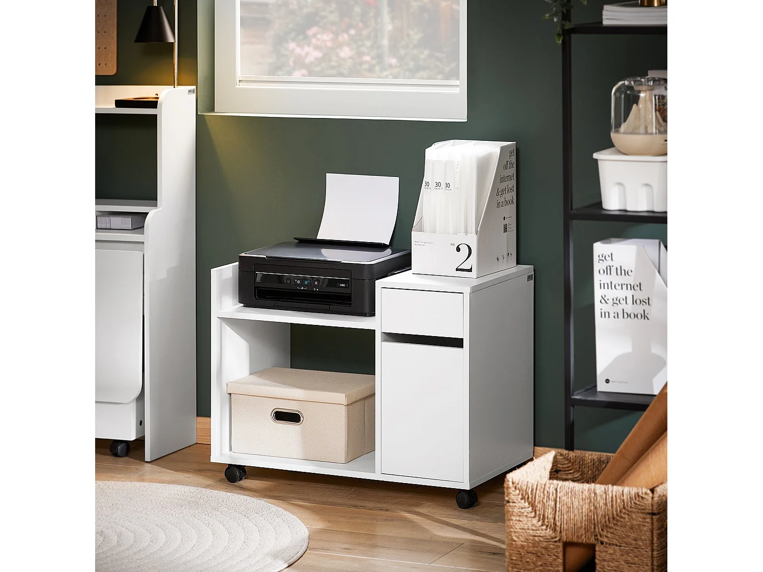 SoBuy armário de impressora, Armário para impressora, carrinho de livros ASK02-W