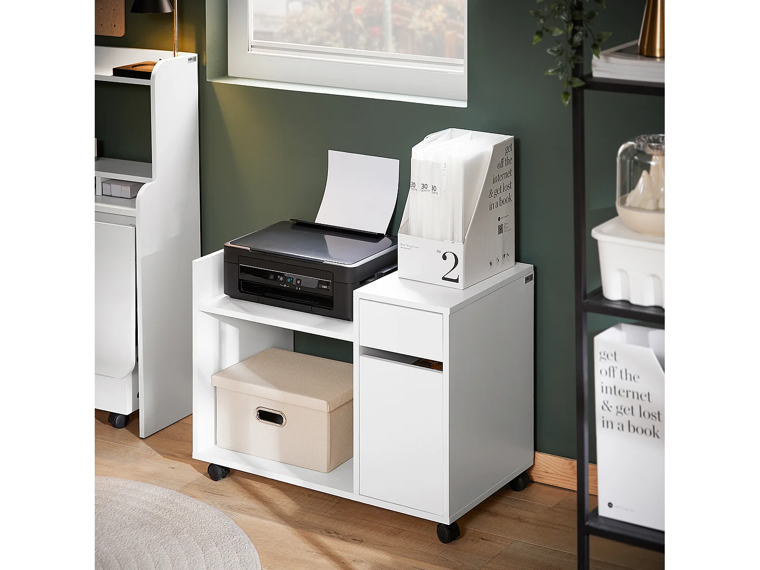 SoBuy armário de impressora, Armário para impressora, carrinho de livros ASK02-W
