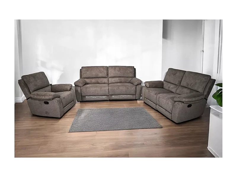 Palermo  (Set 3+2+1)/Tessuto/Marrone