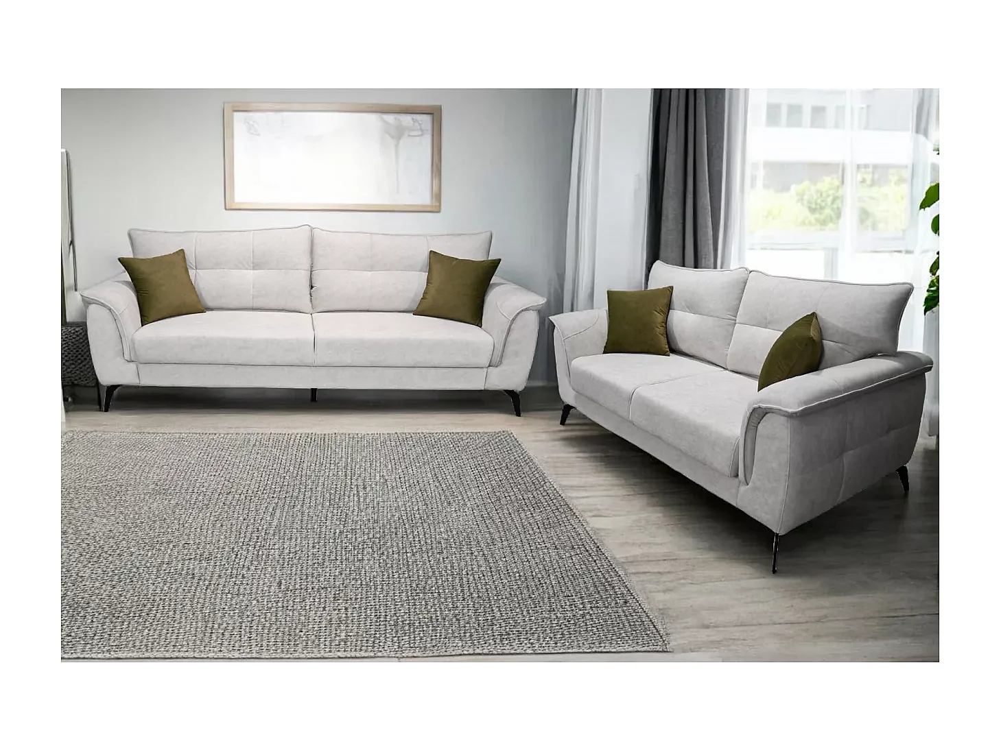 Torino (Set 3+3+1)/Tissu/Gris