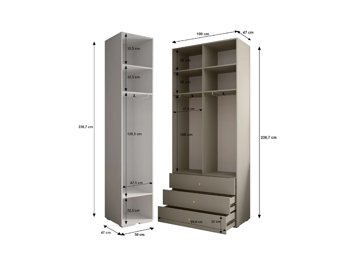 Armadio Inova 1 a ante battenti 236,7/150/47