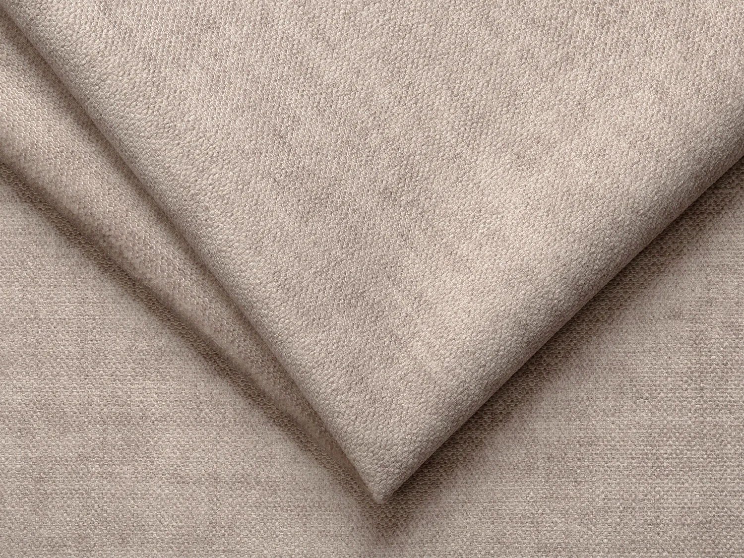 Slaapbank met hoek rechts van taupegrijze stof en velours NIVORIA