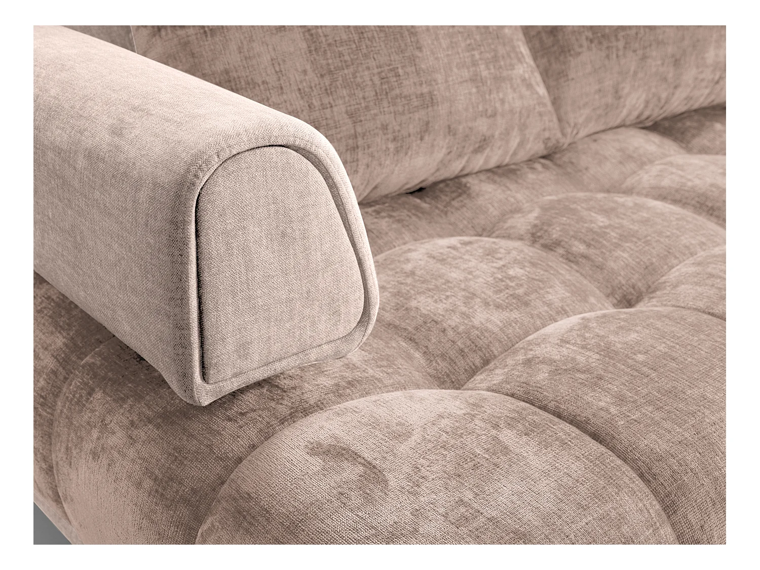 Sofá rinconera derecho de tela y terciopelo color beige NIVORIA