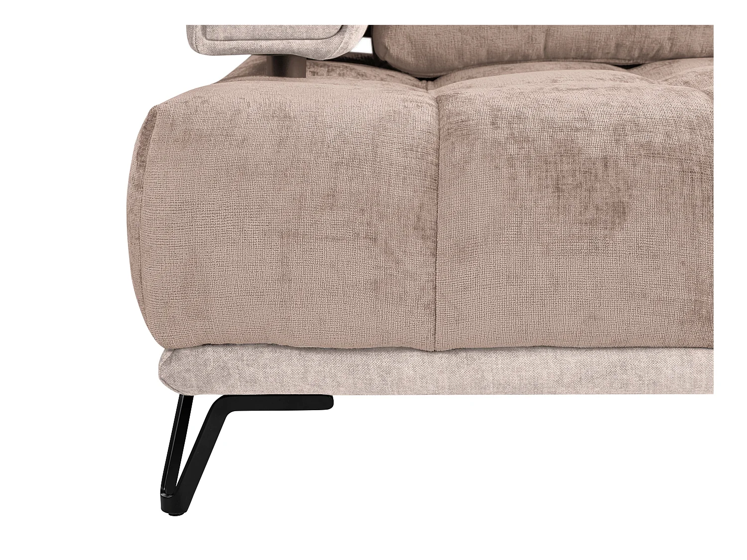 Sofá rinconera derecho de tela y terciopelo color beige NIVORIA