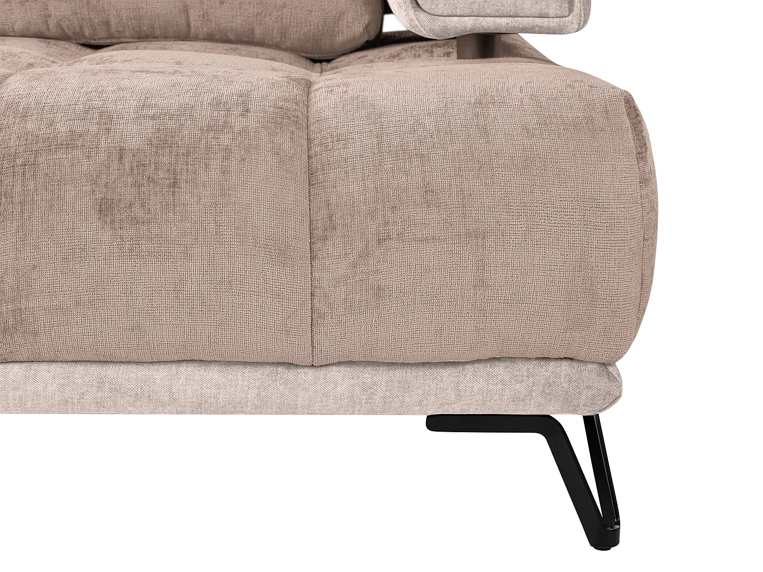 Slaapbank met hoek links van taupegrijze stof en velours NIVORIA