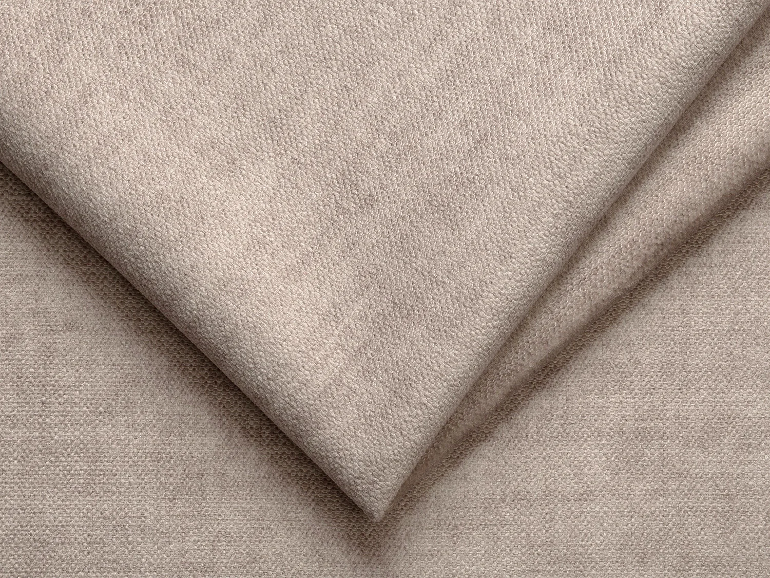 Slaapbank met hoek links van taupegrijze stof en velours NIVORIA