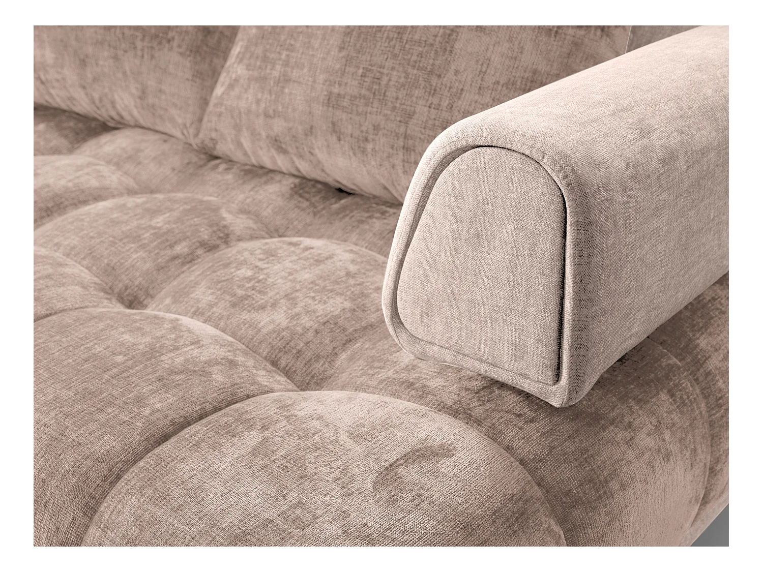 Sofá rinconera izquierda de tela y terciopelo color topo NIVORIA