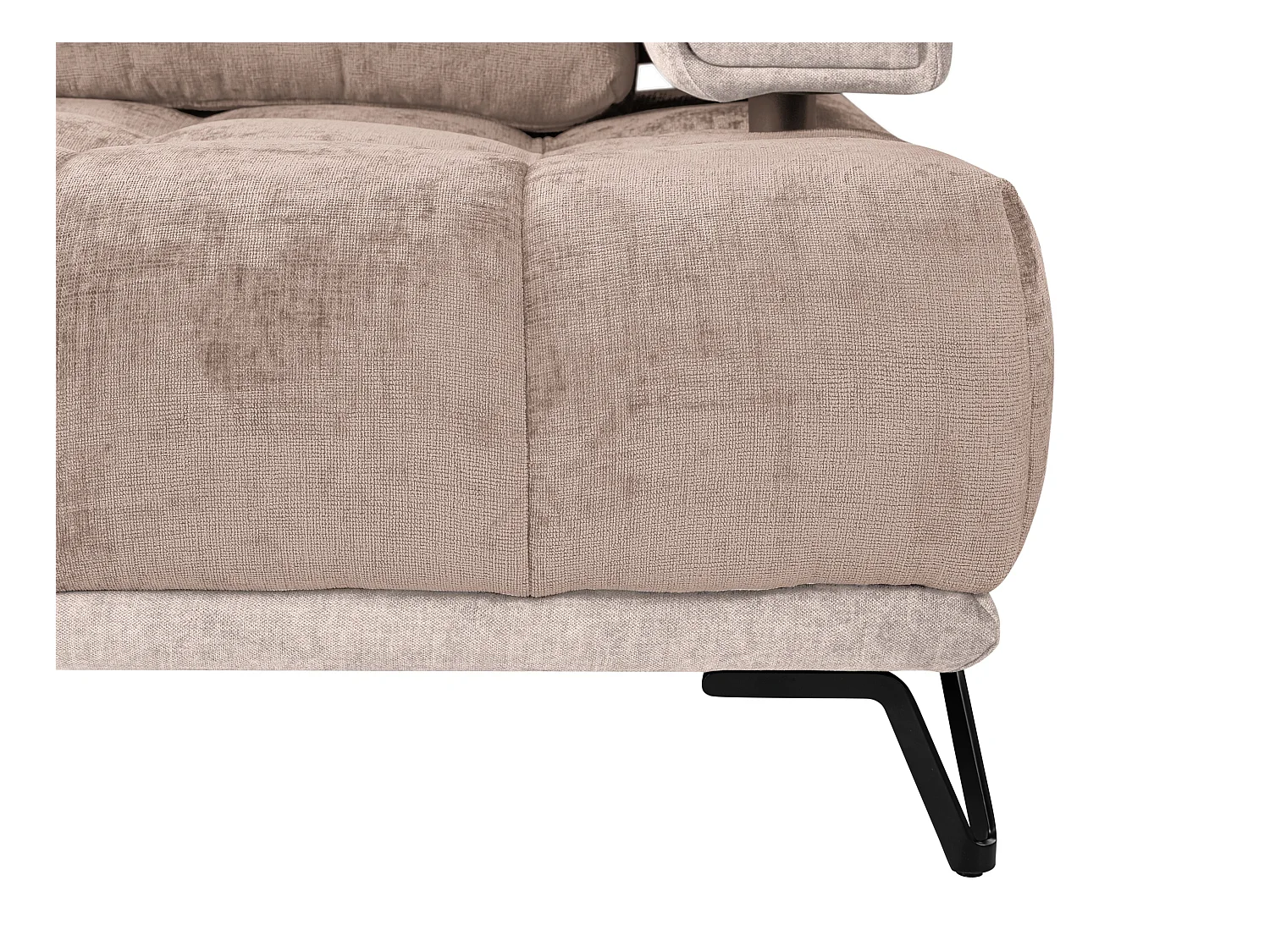 Sofá rinconera izquierda de tela y terciopelo color topo NIVORIA