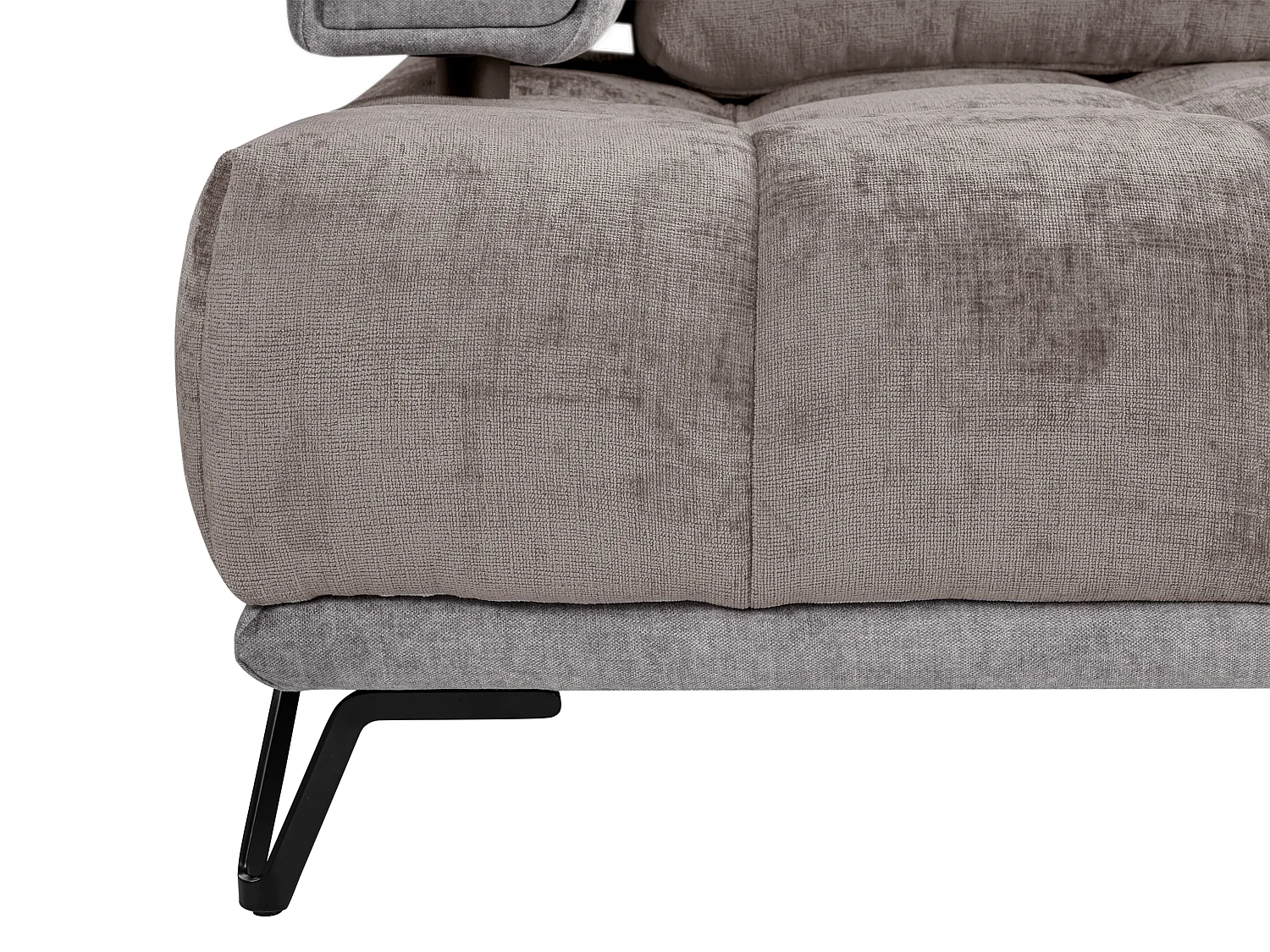 Canapé d'angle droit en tissu chenille et velours gris NIVORIA