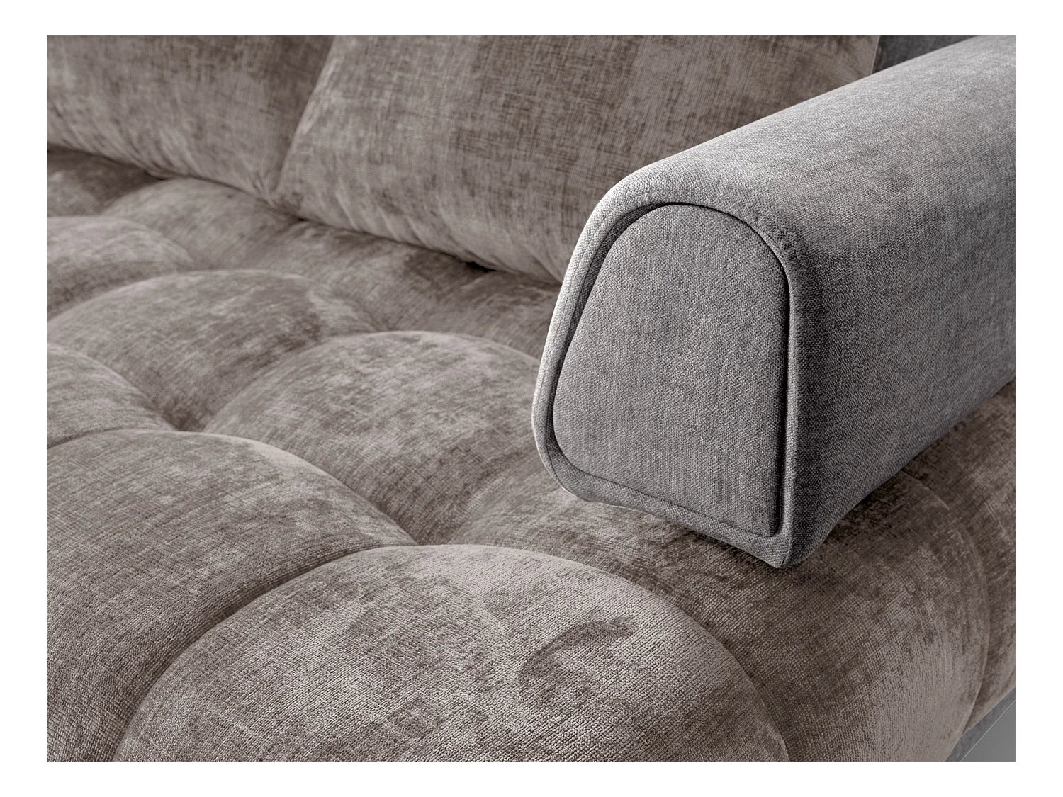Canapé d'angle gauche en tissu chenille et velours gris NIVORIA