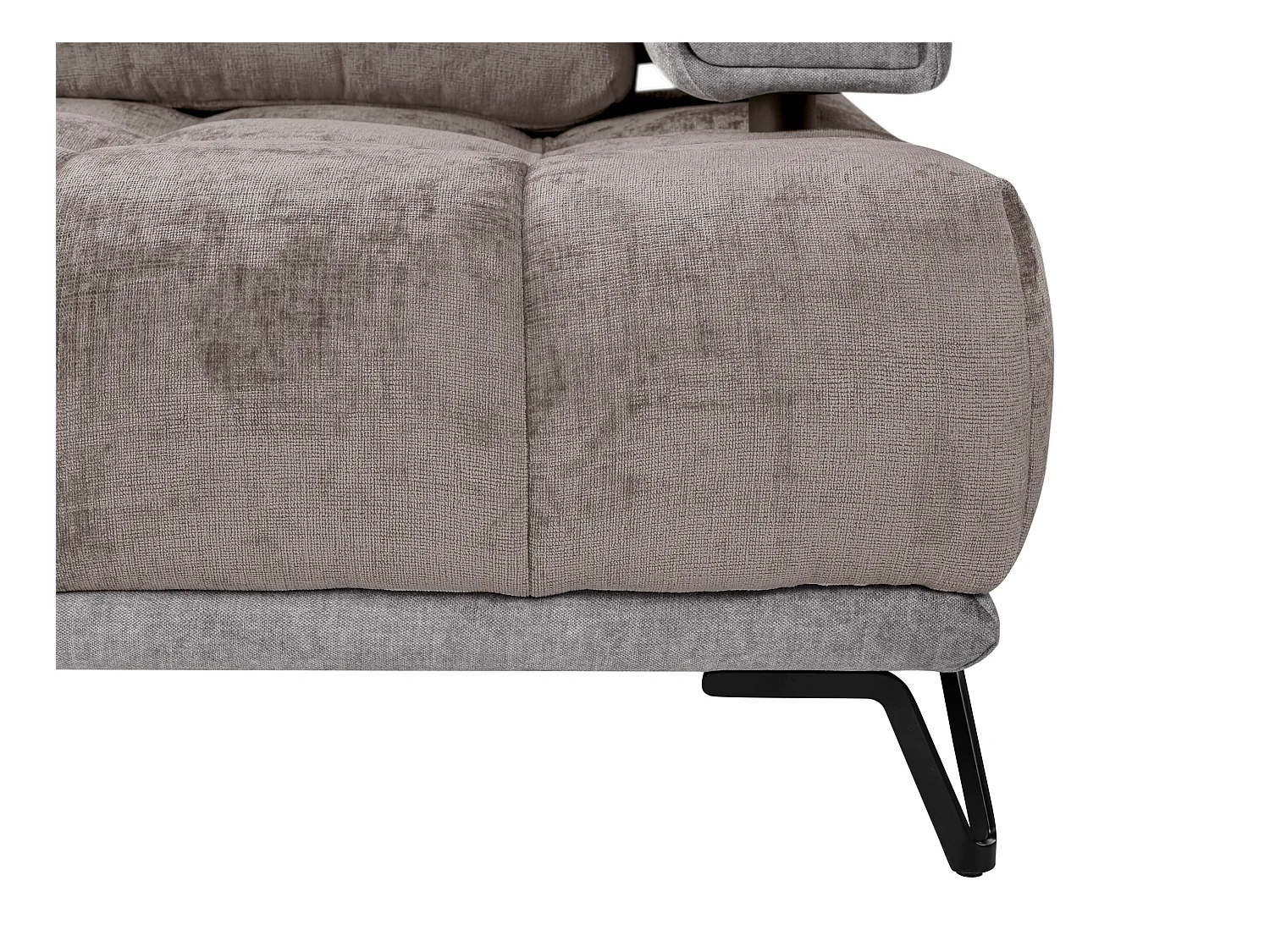 Canapé d'angle gauche en tissu chenille et velours gris NIVORIA