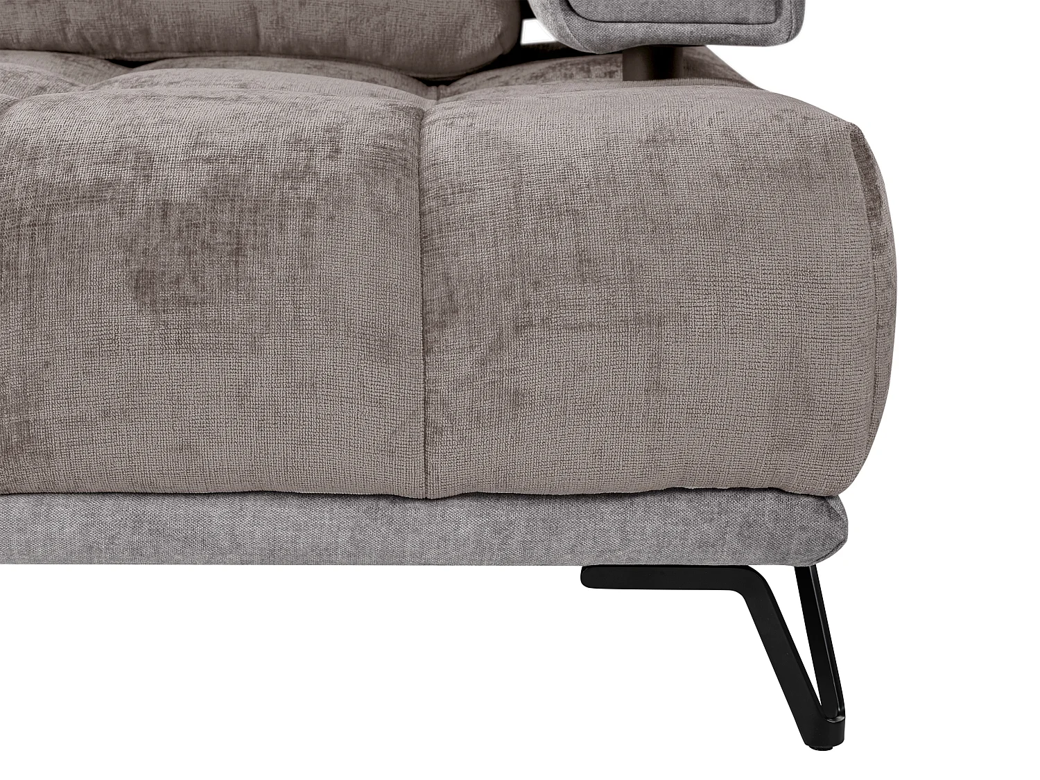 Canapé d'angle gauche en tissu chenille et velours gris NIVORIA