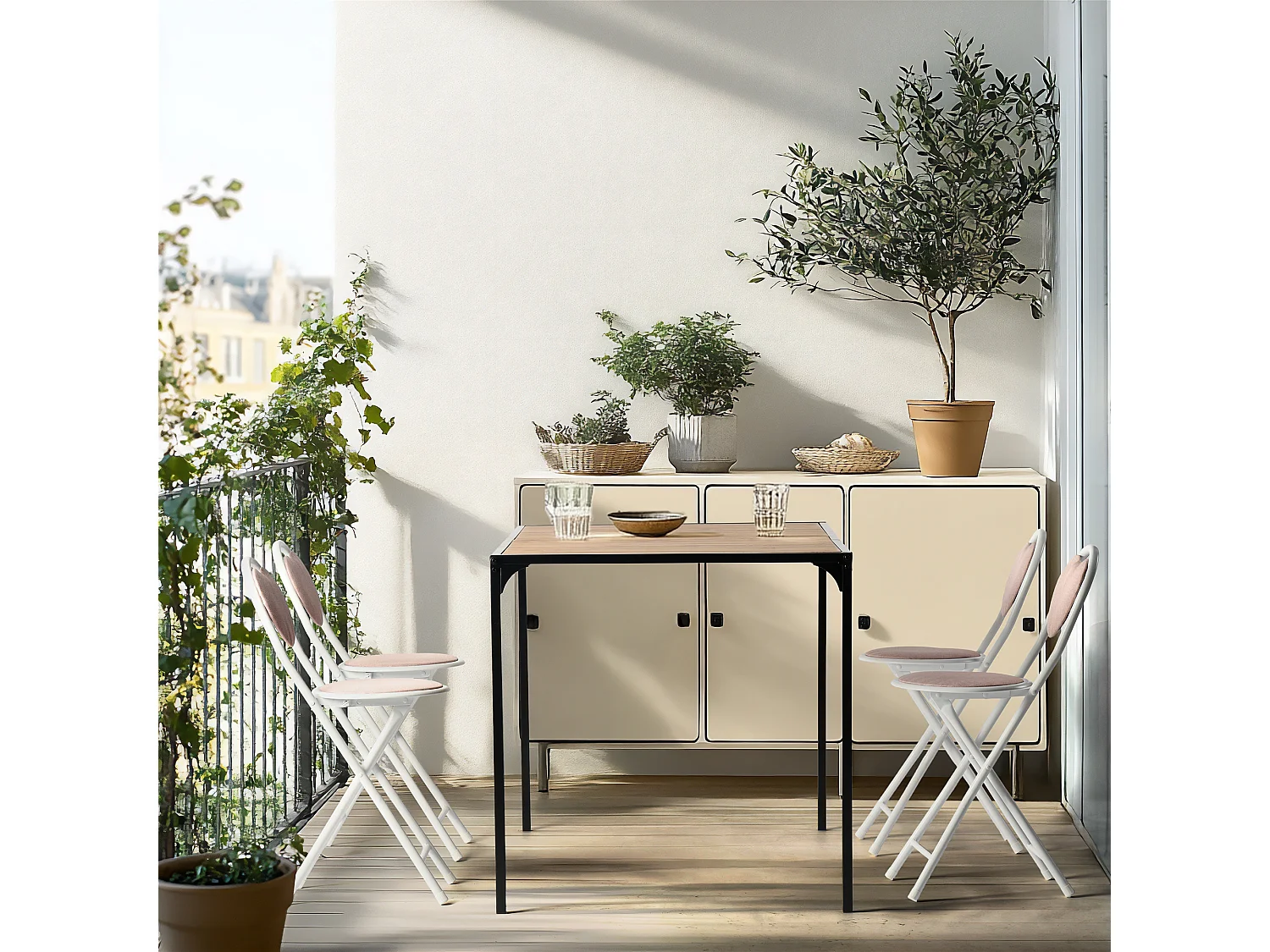 URBAN MEUBLE Table de salle à manger rectangulaire effet bois de style industriel pieds noirs 120x75cm